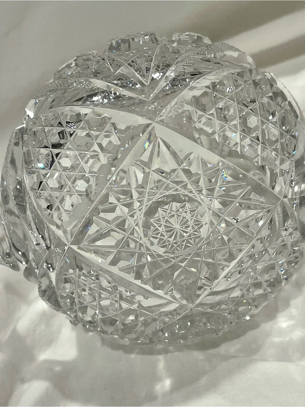 American Brilliant Era Handblown Hand Cut Crystal Sugar & Creamer Set |Prismatic